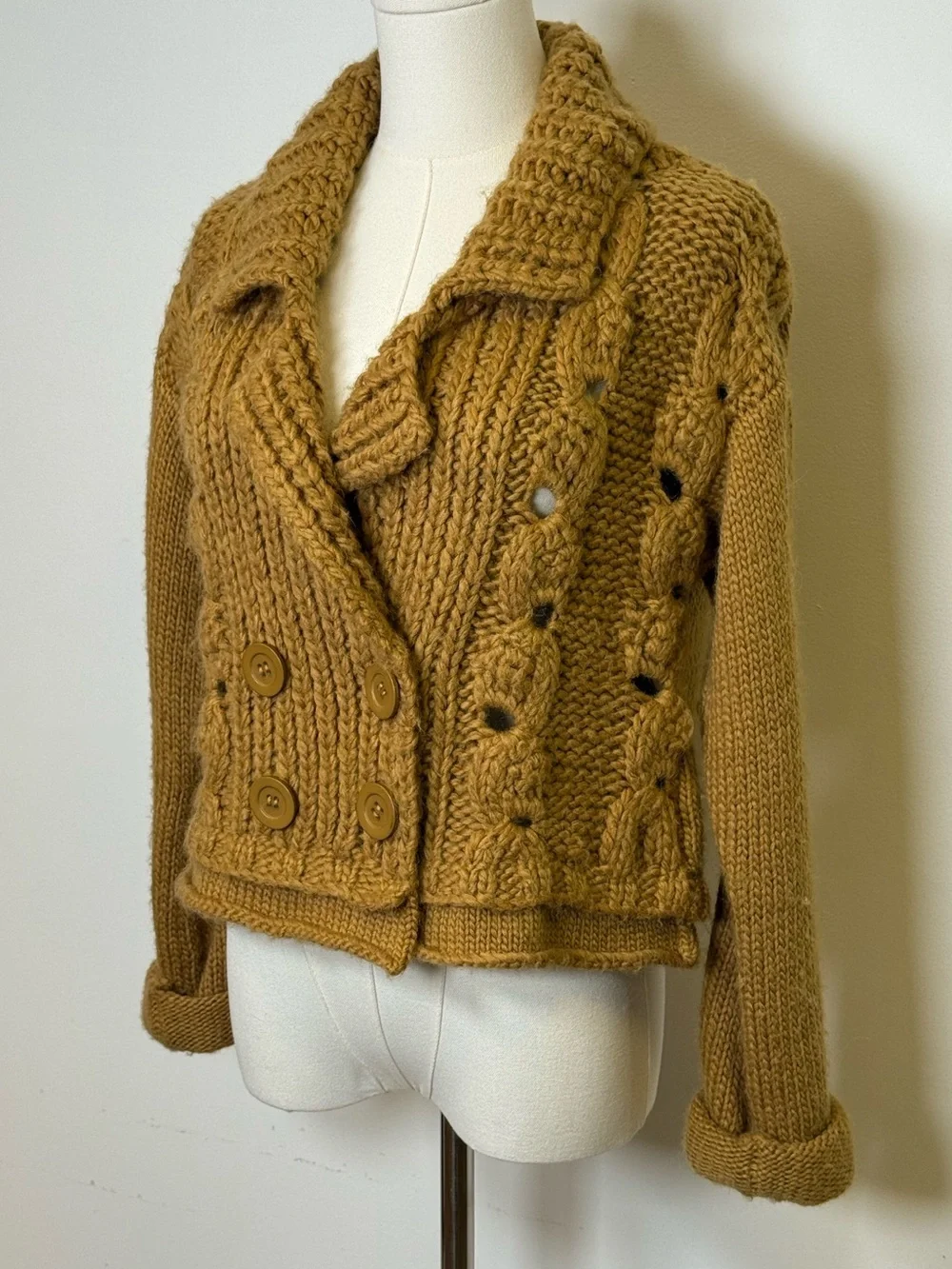 Nanette Lepore Chunky Soft Alpaca Wool Blend Cropped Cardigan Women’s Size XS